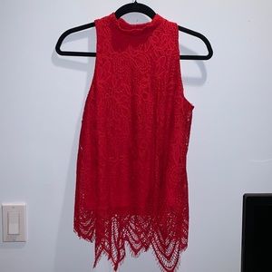Mock Neck Lace Top